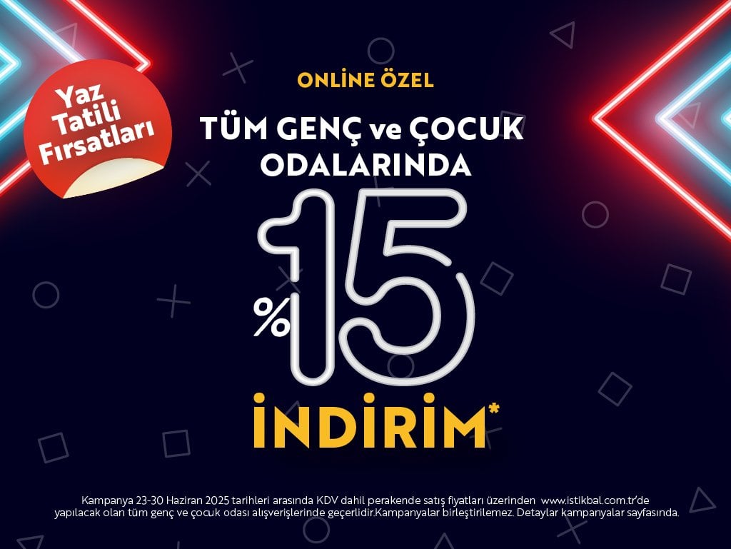 Yaz Tatili Fırsatları Başladı! Genç Odalarında Online Özel Sepette %15 İndirim!