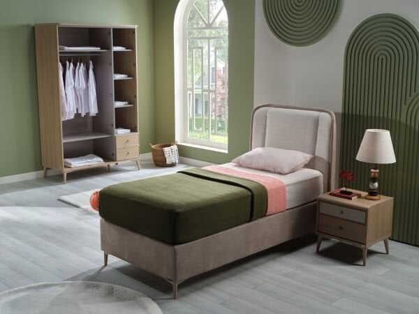 Genç Odası Alfa Düz Baza 100X200 - Vizon - Large (29 Cm)