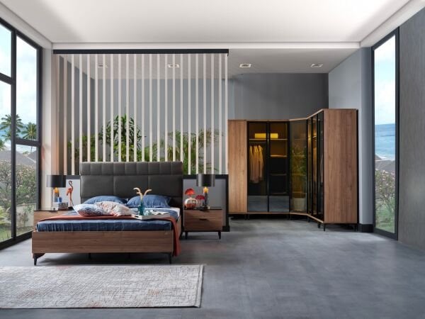 Mary 2 Kapaklı Camlı Raflı Dolap