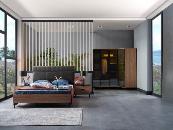 Mary 2 Kapaklı Camlı Raflı Dolap