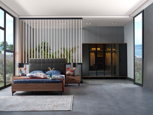 Mary 2 Kapaklı Camlı Raflı Dolap