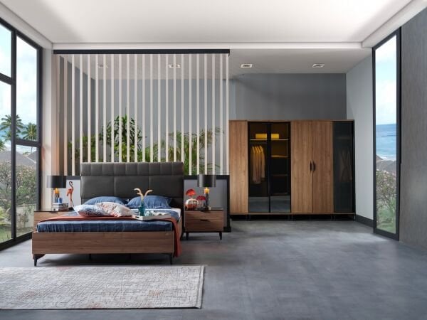 Mary 2 Kapaklı Camlı Raflı Dolap