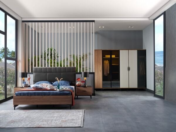 Mary 2 Kapaklı Camlı Raflı Dolap