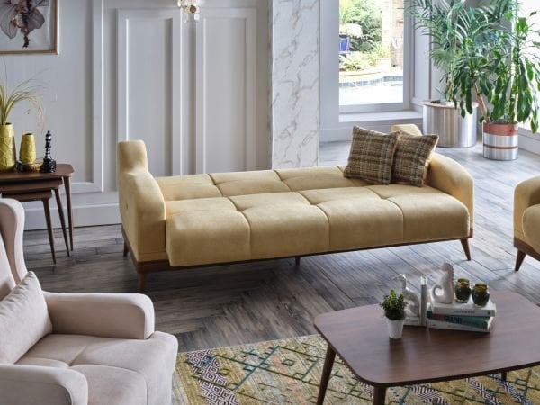 Estilo X Yataklı Üçlü Koltuk Sarı