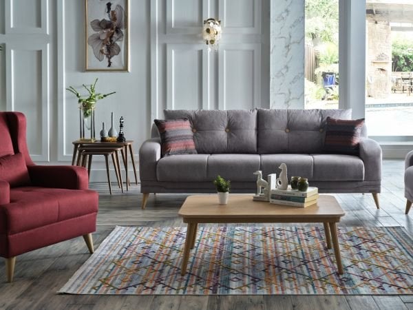 Estilo X Yataklı Üçlü Koltuk Gri