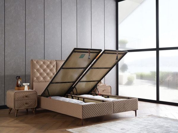 Alfa Nakışlı Baza Medium (26 Cm) - 180X200 - Vizon