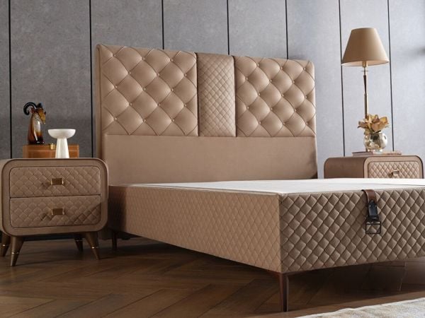 Alfa Nakışlı Baza Medium (26 Cm) - 180X200 - Vizon