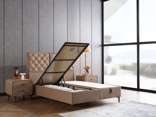 Alfa Nakışlı Baza Medium (26 Cm) - 140X190 - Vizon