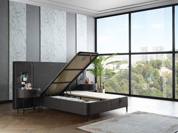 Oreo Nakışlı Baza Medium (26 Cm) - 180X200 - Antrasit