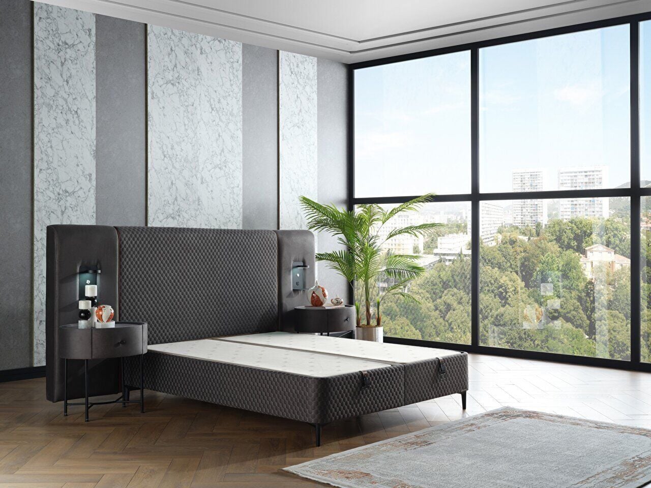 Oreo Nakışlı Baza Medium (26 Cm) - 100X200 - Antrasit