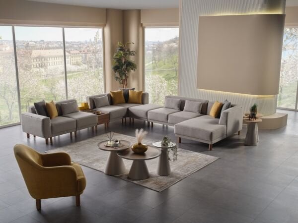 Mary X Köşe Koltuk Borneo Gri