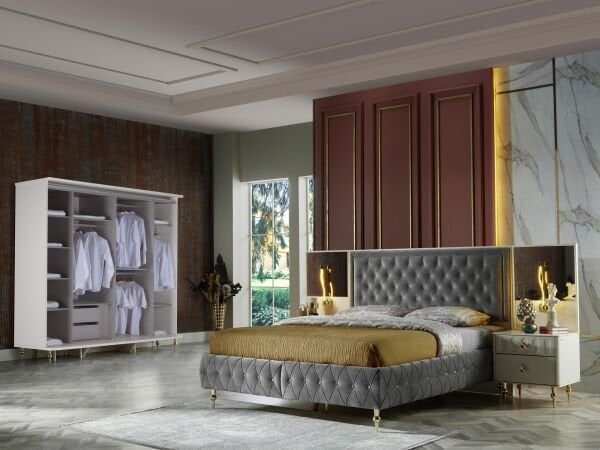 Blanca Sliding Door Wardrobe - Gold