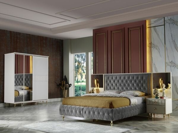 Blanca Mini Sliding Door Wardrobe - Gold