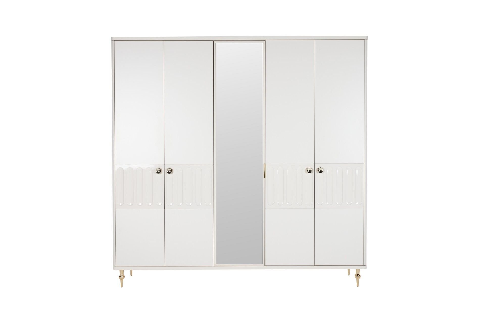 Blanca 5 Door Wardrobe With Mirror - Gold