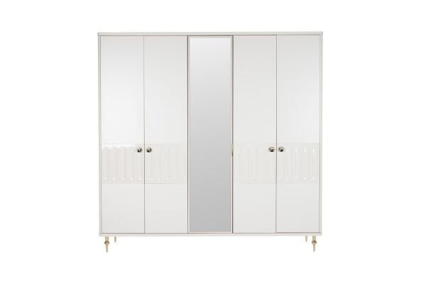 Blanca 5 Door Wardrobe With Mirror - Gold