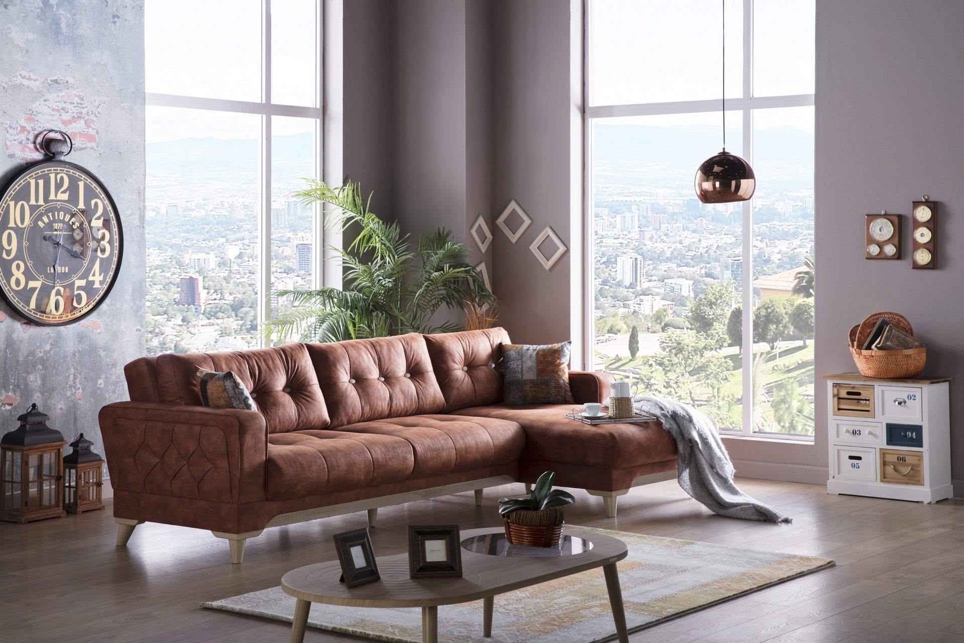 Elizya Corner Three Seater with Lounge