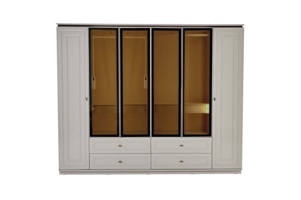 Briella Glass 6 Door Wardrobe
