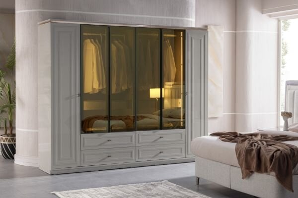 Briella Glass 6 Door Wardrobe