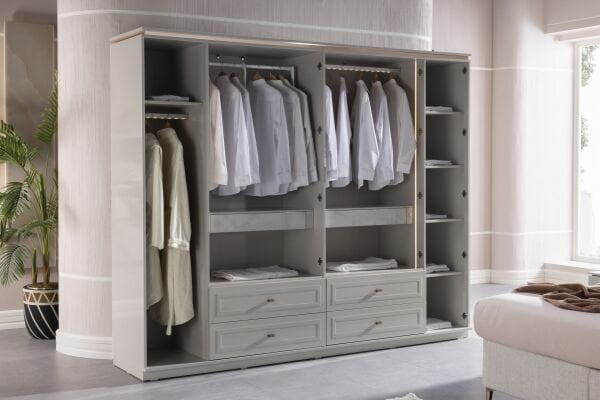 Briella Glass 6 Door Wardrobe