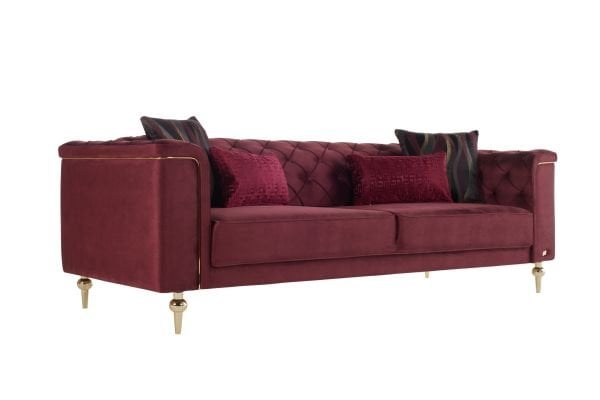 Blanca Koltuk Takımı Bordo - Model 1 - Altın