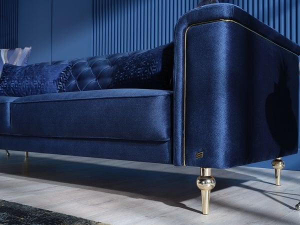 Blanca Koltuk Takımı Lacivert - Model 1 - Altın