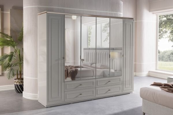 Briella 6 Door Wardrobe with Mirror