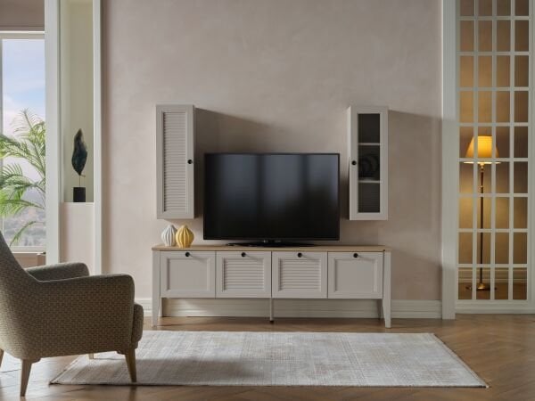 Fiona TV Ünitesi Camlı Dolap