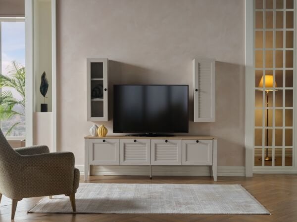 Fiona TV Ünitesi Camlı Dolap
