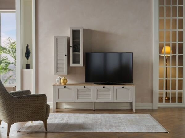 Fiona TV Ünitesi Camlı Dolap
