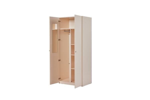 Smart 2 Door Wardrobe with Shelf - Cream