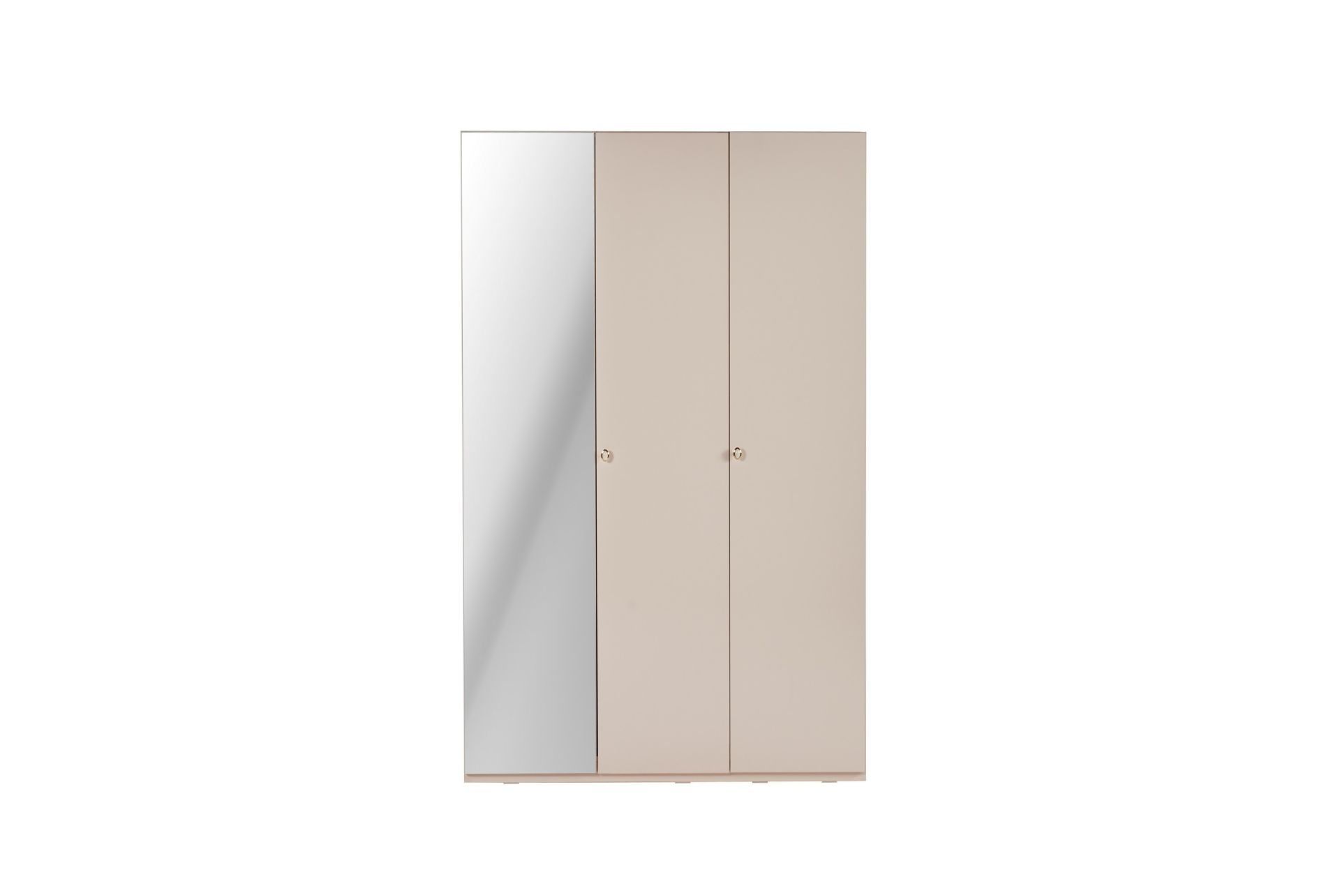 Smart 3 Door Wardrobe with Mirror - Cream