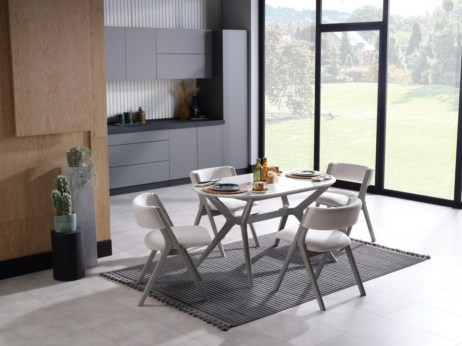 Ares Açılır Mutfak Masa Takımı - Bej Ayak