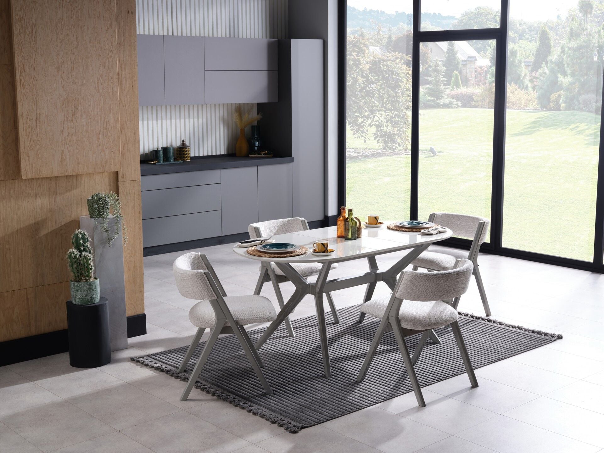 Ares Açılır Mutfak Masa Takımı - Bej Ayak