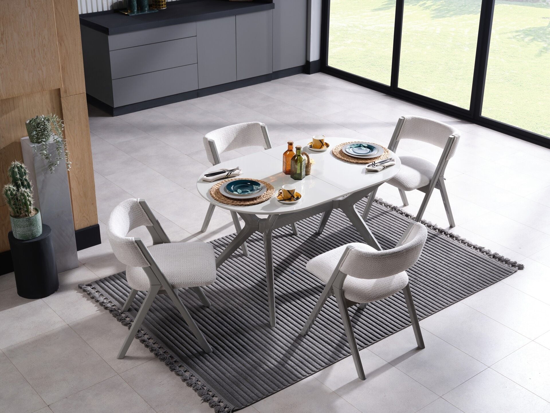 Ares Açılır Mutfak Masa Takımı - Bej Ayak