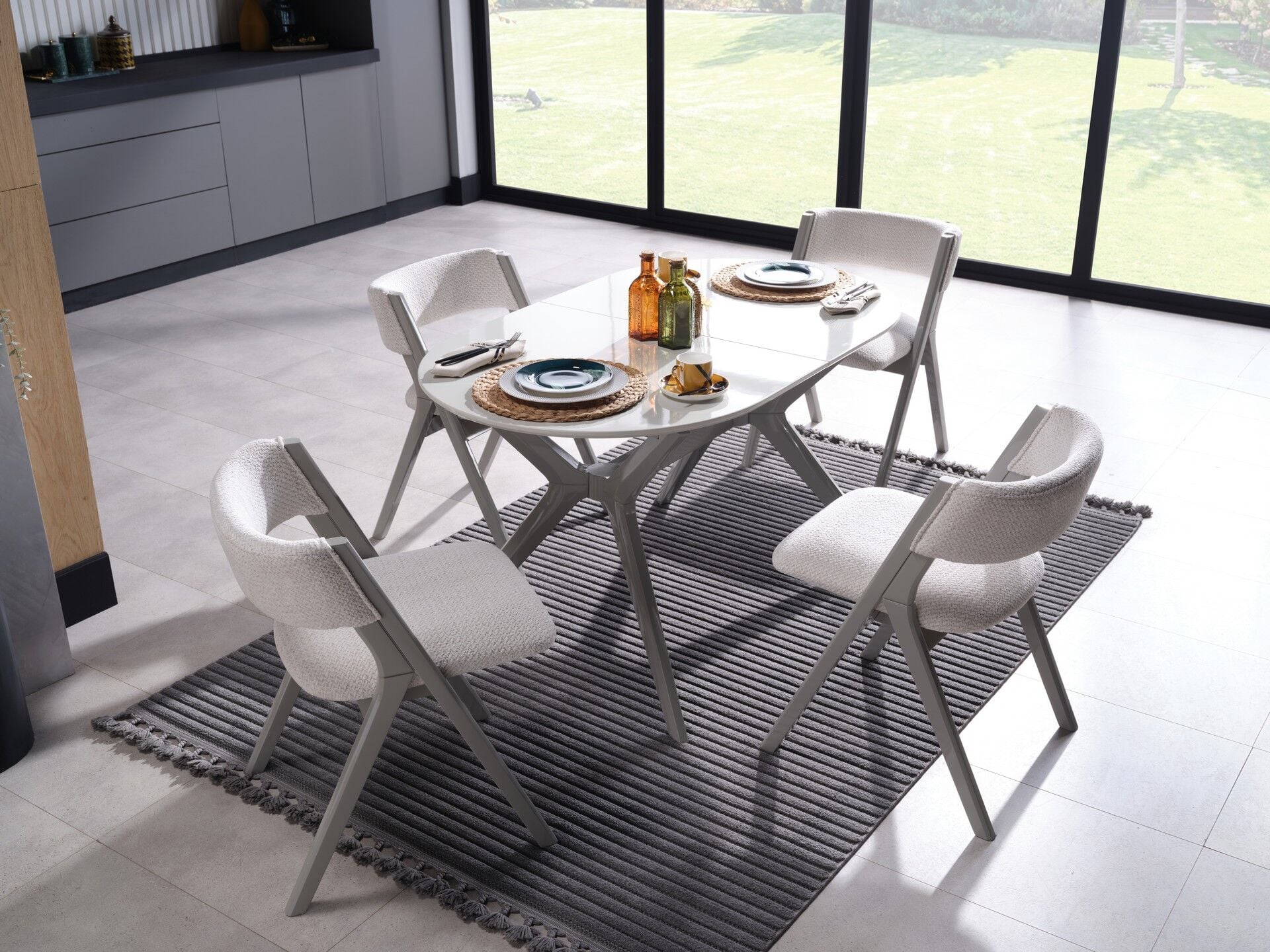 Ares Açılır Mutfak Masa Takımı - Bej Ayak