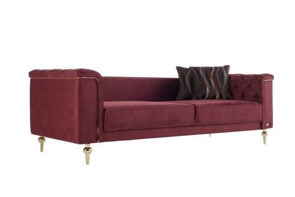Blanca Üçlü Koltuk Bordo - Model 1 - Altın